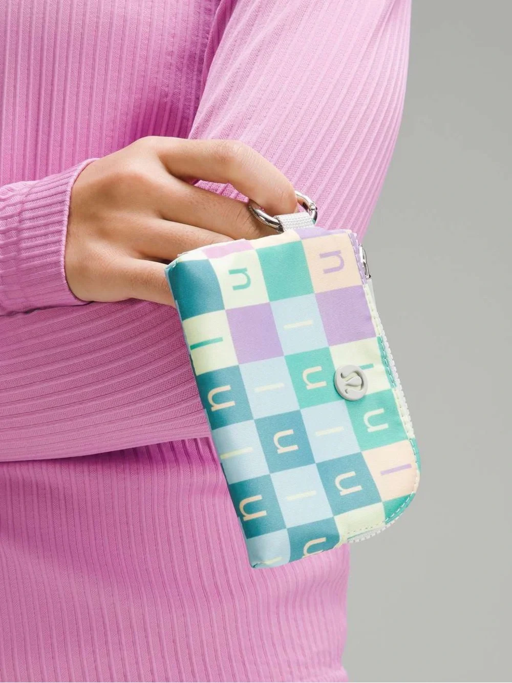 Lululemon athletica Multicolor Checker Coin Pouch • clippable mini wallet
